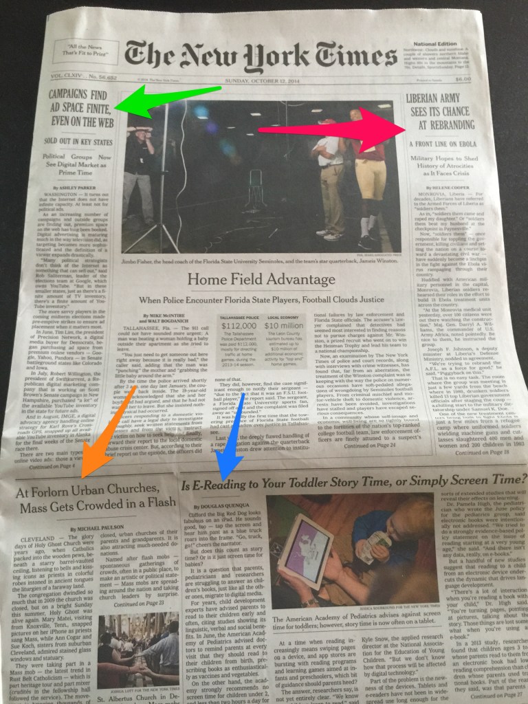 NY Times Front Page blog post